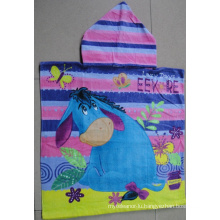 (BC-PB1012) Hot-Sell 100% Cotton Printed Cutely Kids Beach Poncho